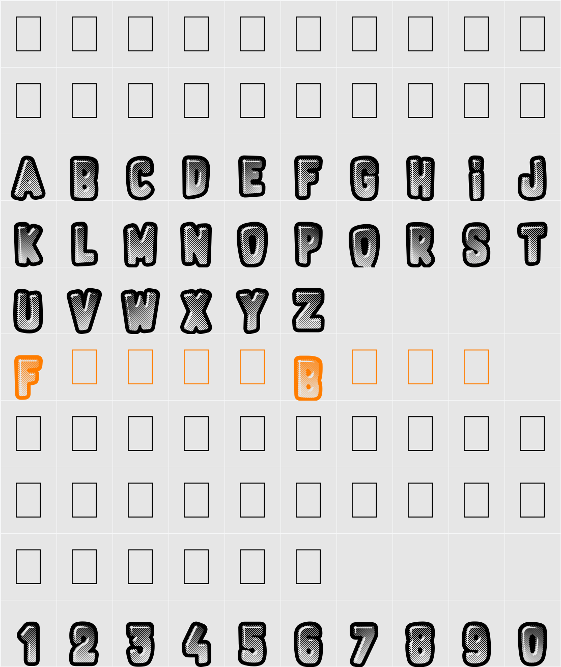 Fluo Gums Character Map