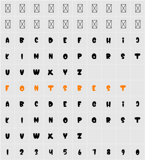 Bobamilk Bold Character Map