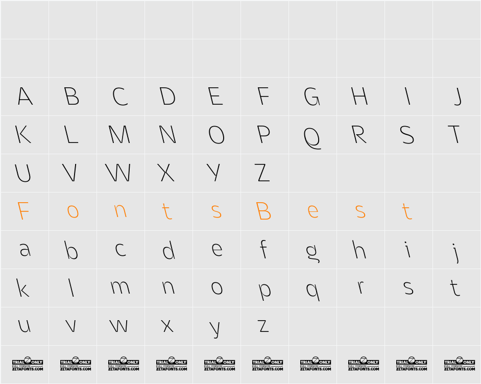 Asgard Trial Xlight Backslant Character Map