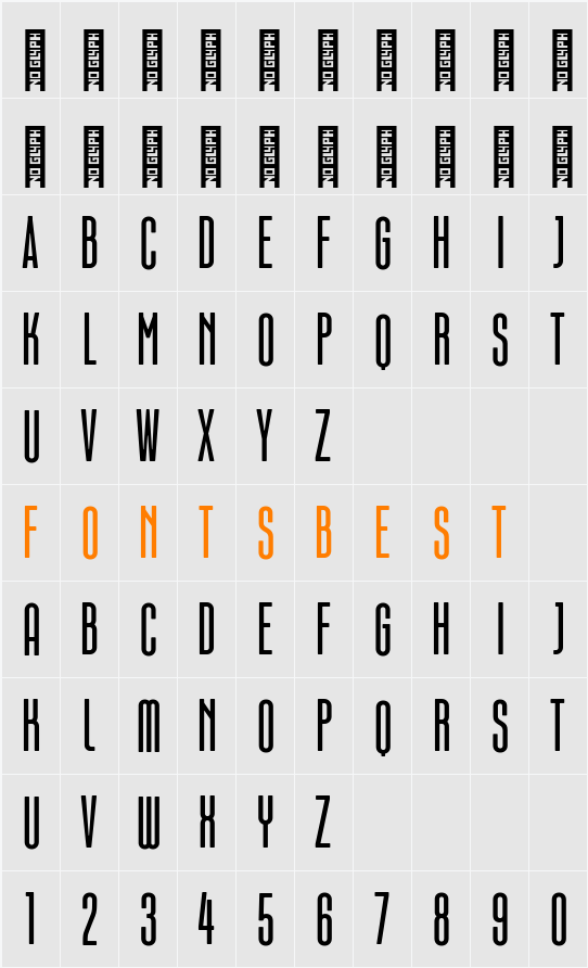 Aurelio Titling Compressed Character Map