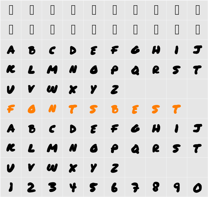 paintbrush Character Map