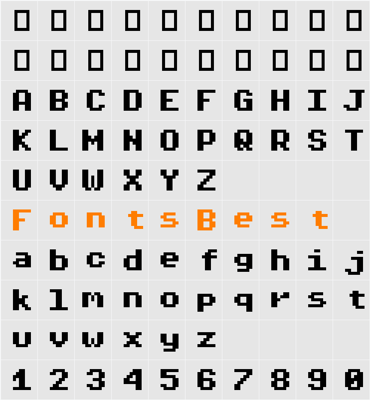 Pixel Operator Mono 8 Character Map