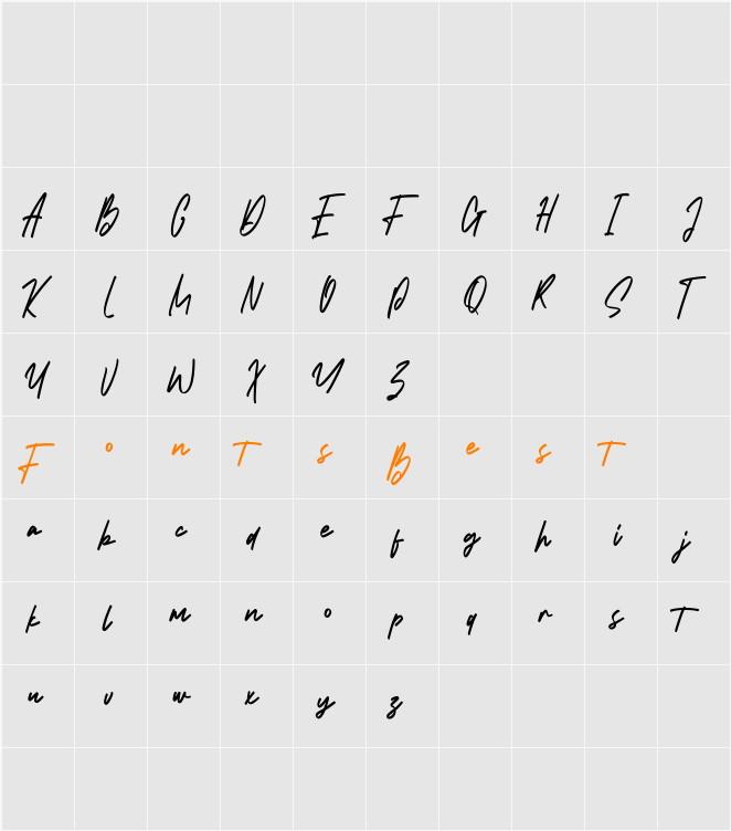 Asiatropic Free Font Character Map