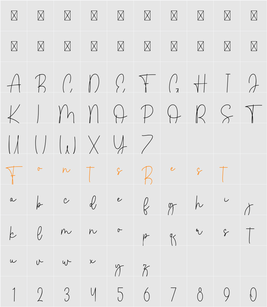 Summer Monoline Character Map