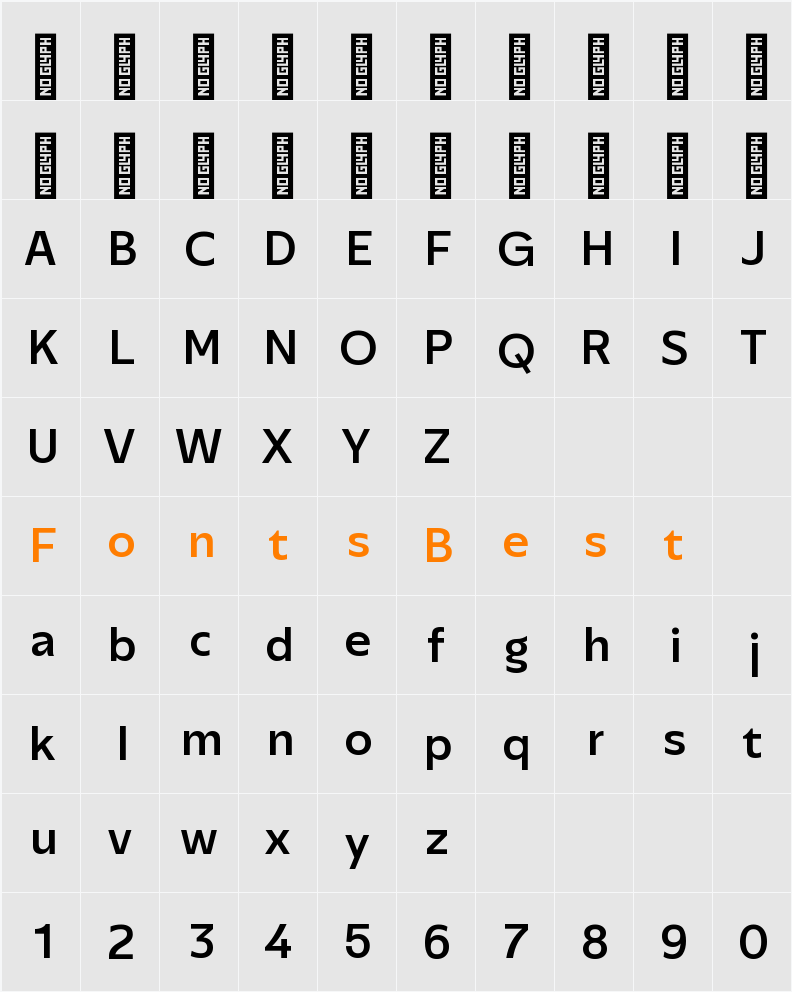 Performa Medium Character Map