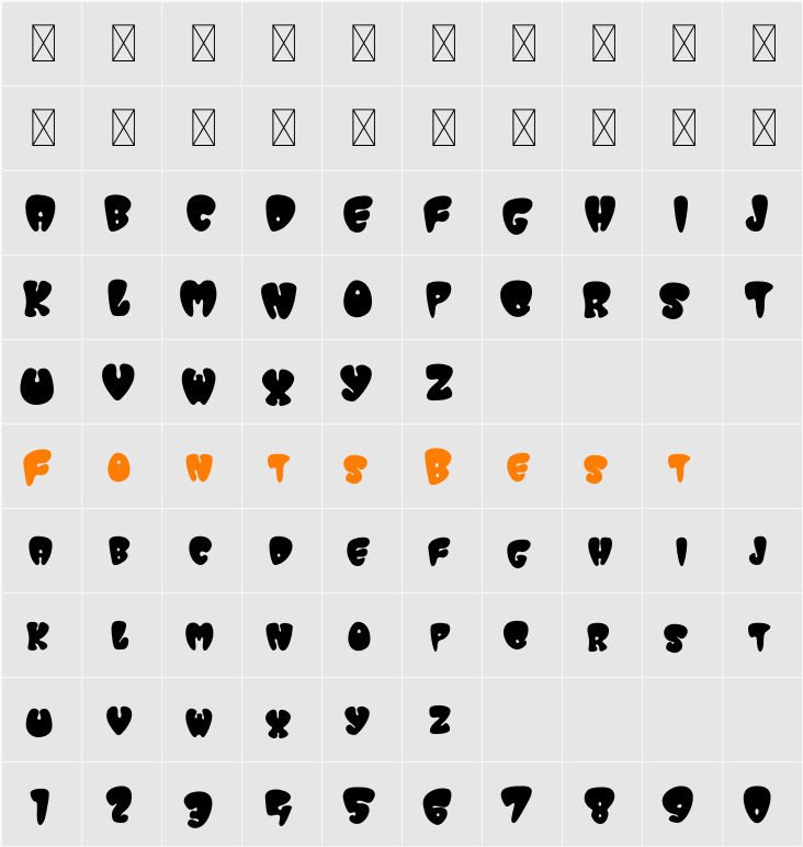 GroovyBalloon Character Map