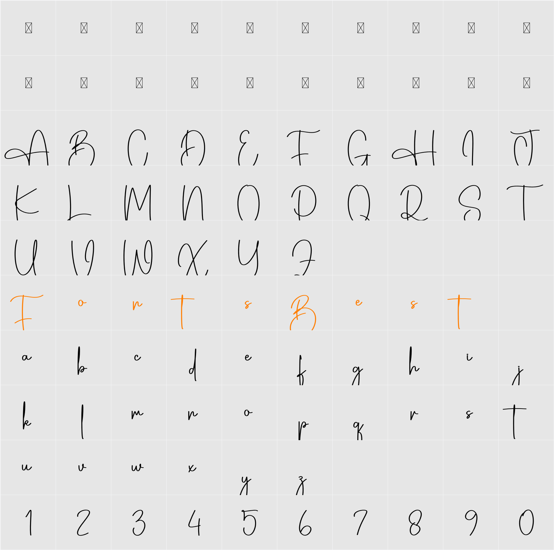 Honeythink Character Map