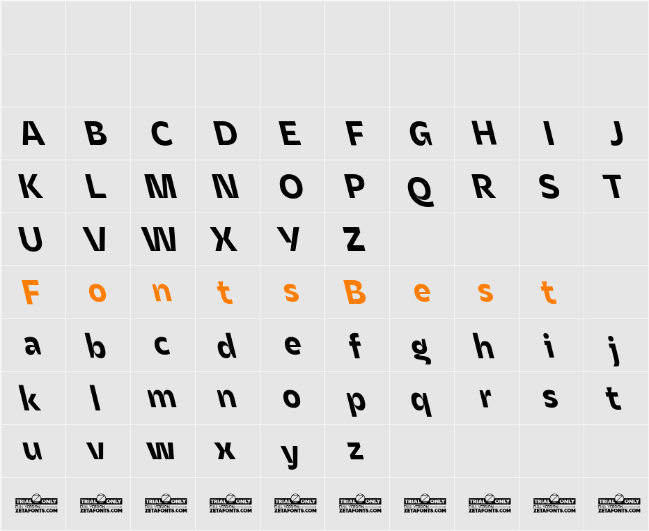 Asgard Trial Bold Backslant Character Map