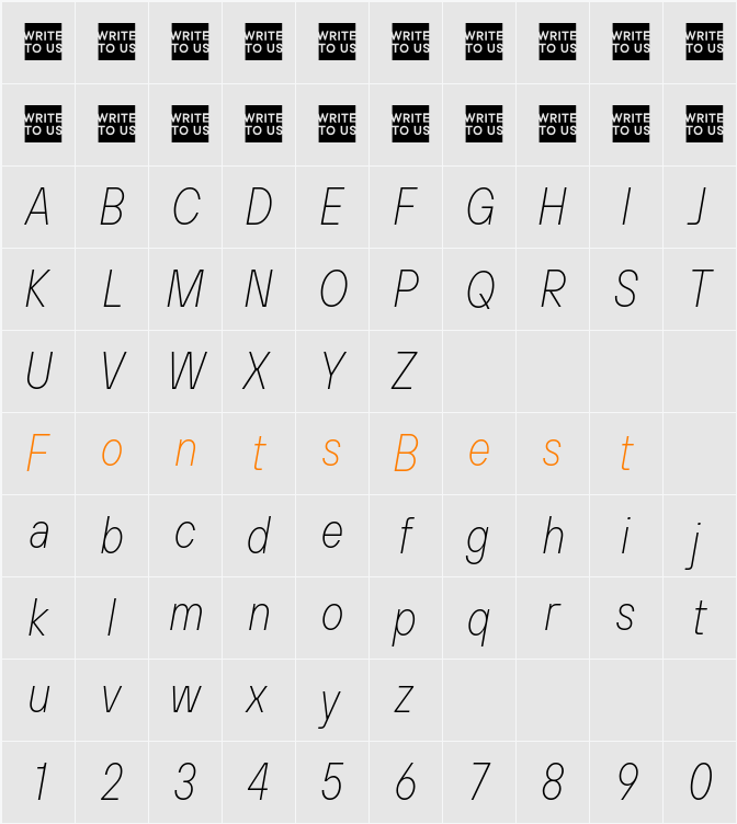 TT Hoves Pro Trl Cnd Thin Character Map