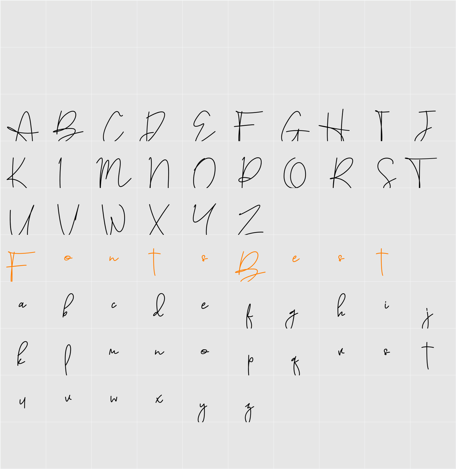 Austin Pen Character Map