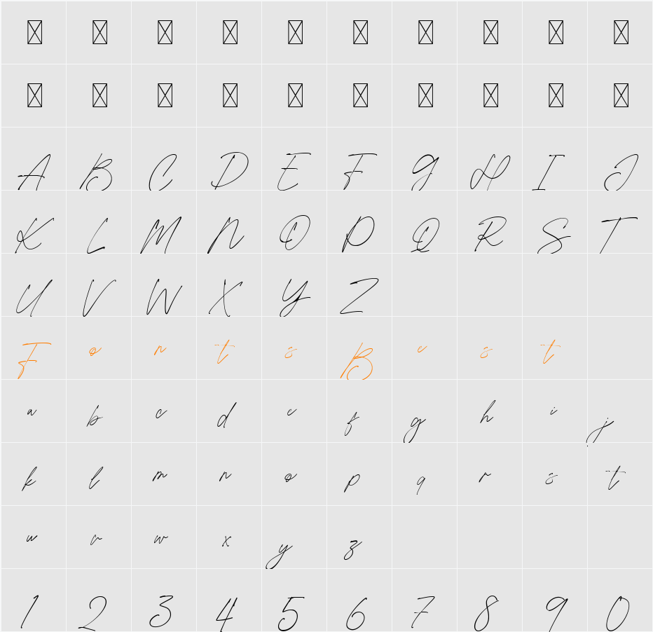 Betalisa Character Map