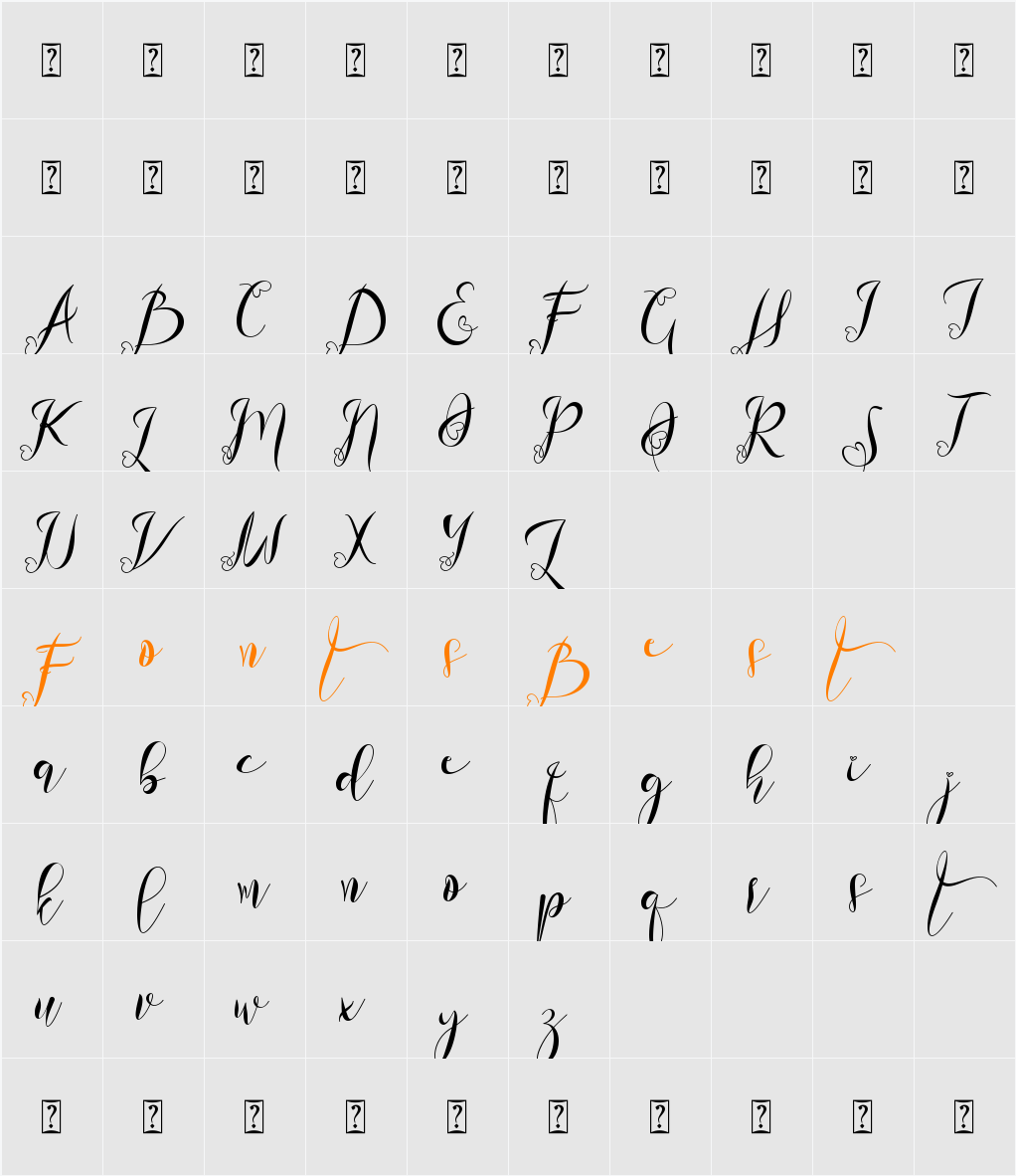 Astherlia - Personal Use Character Map