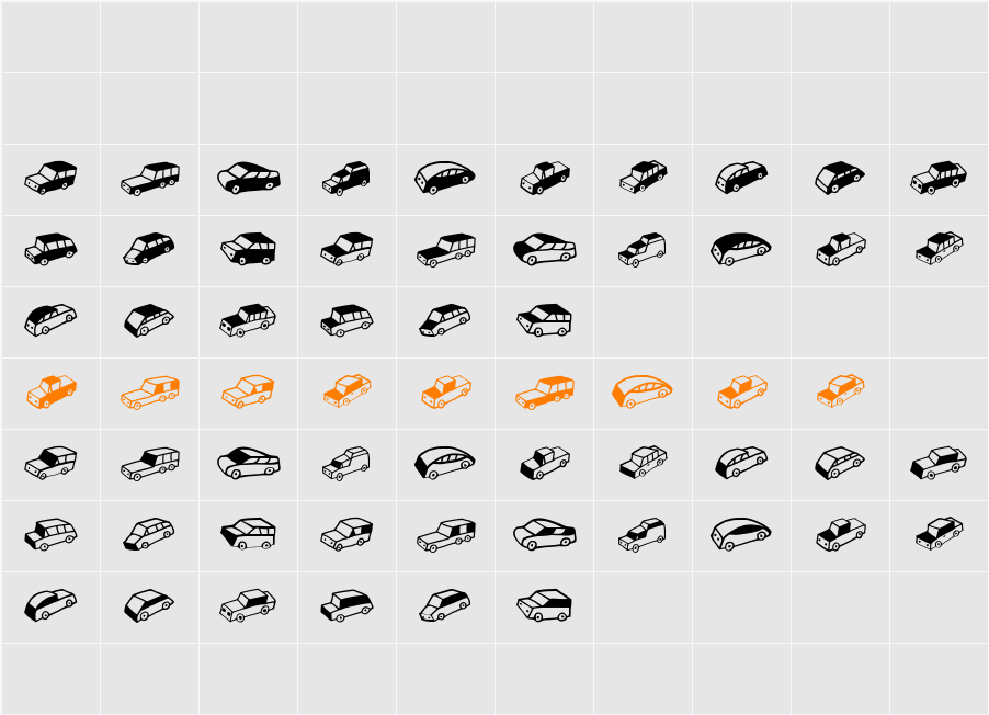Automobiles Character Map