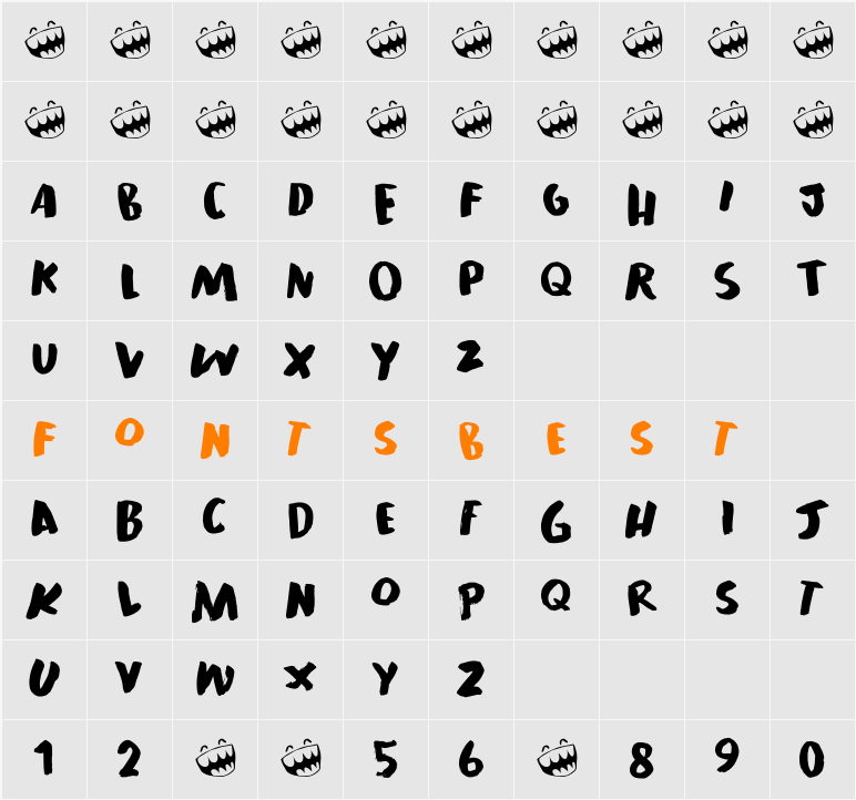 Exxxited DEMO Character Map