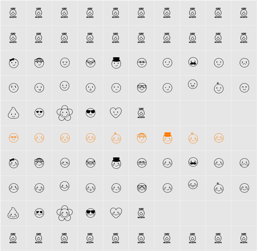 MTFCheekyEmojiDoodles Character Map