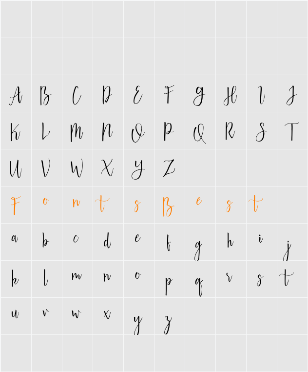 Australis Regular Character Map