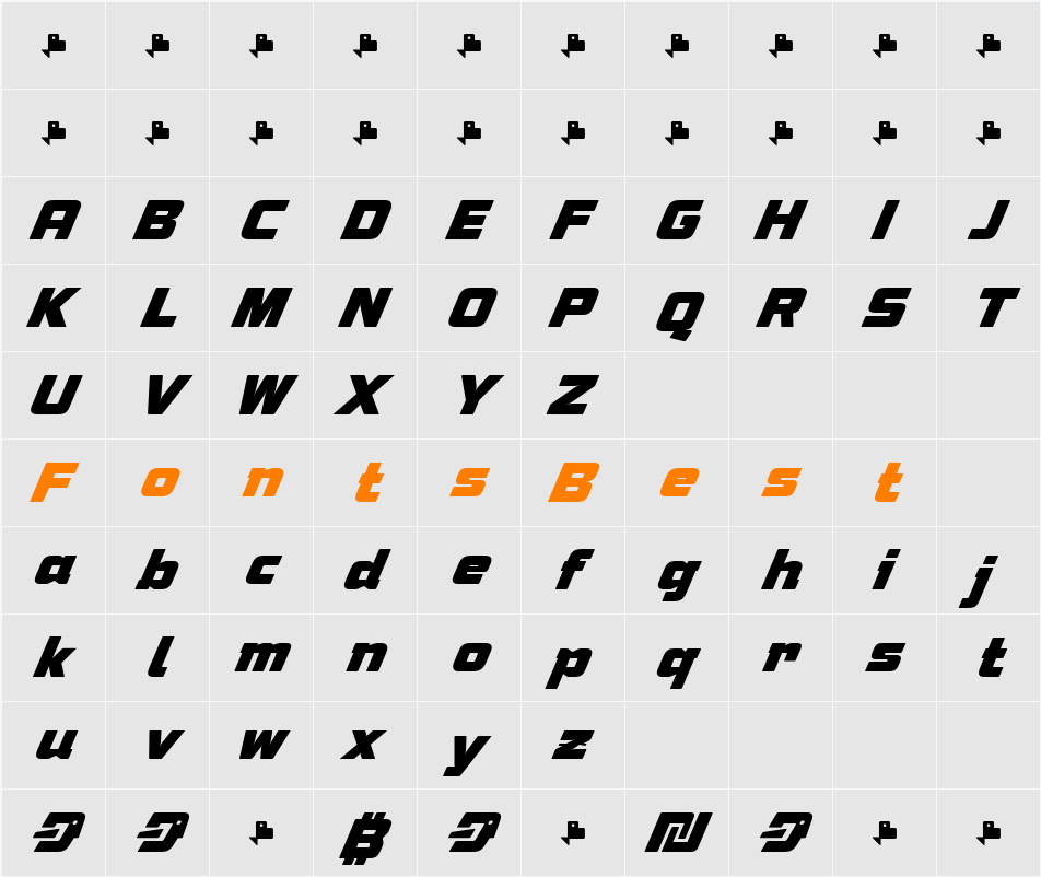 Speeday Character Map