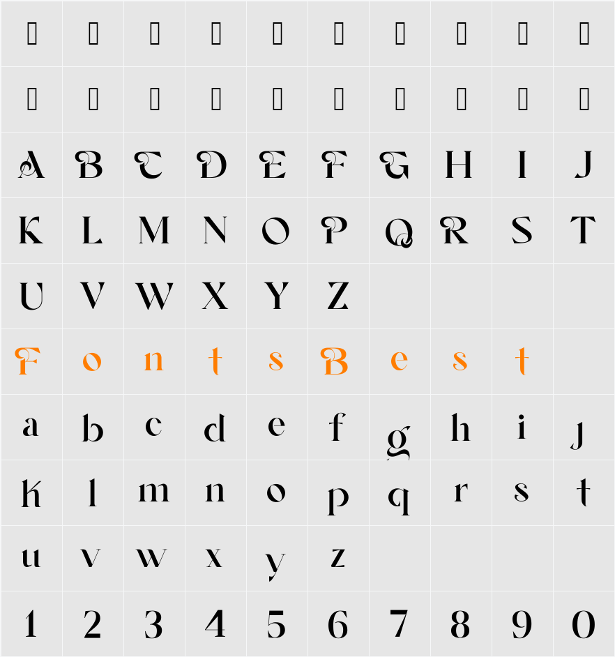 Avgaf Character Map