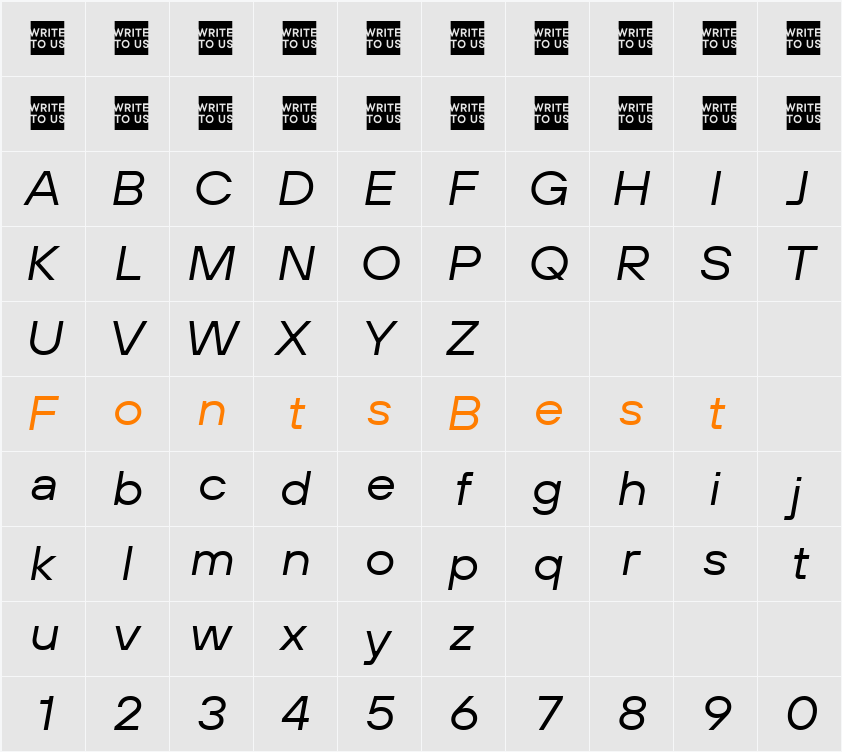 TT Hoves Pro Trl Exp Character Map