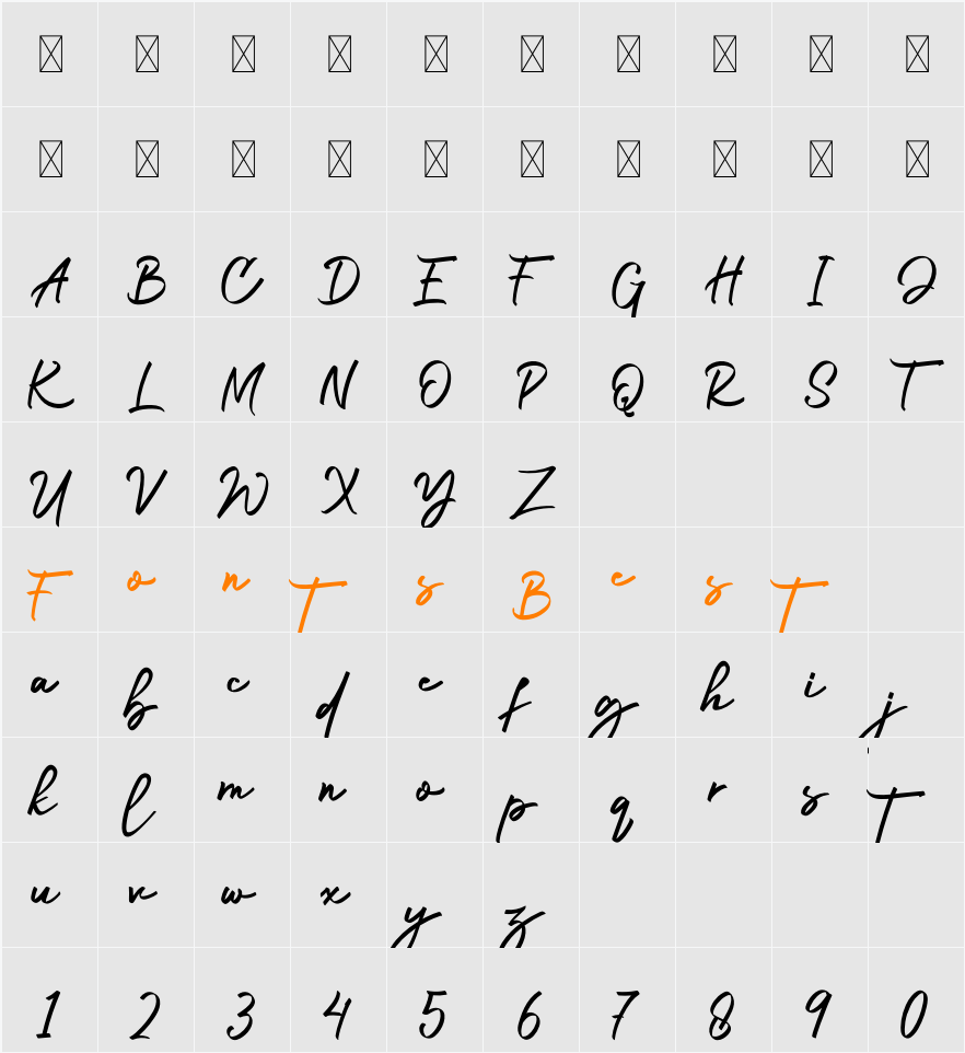 Authorsign Character Map