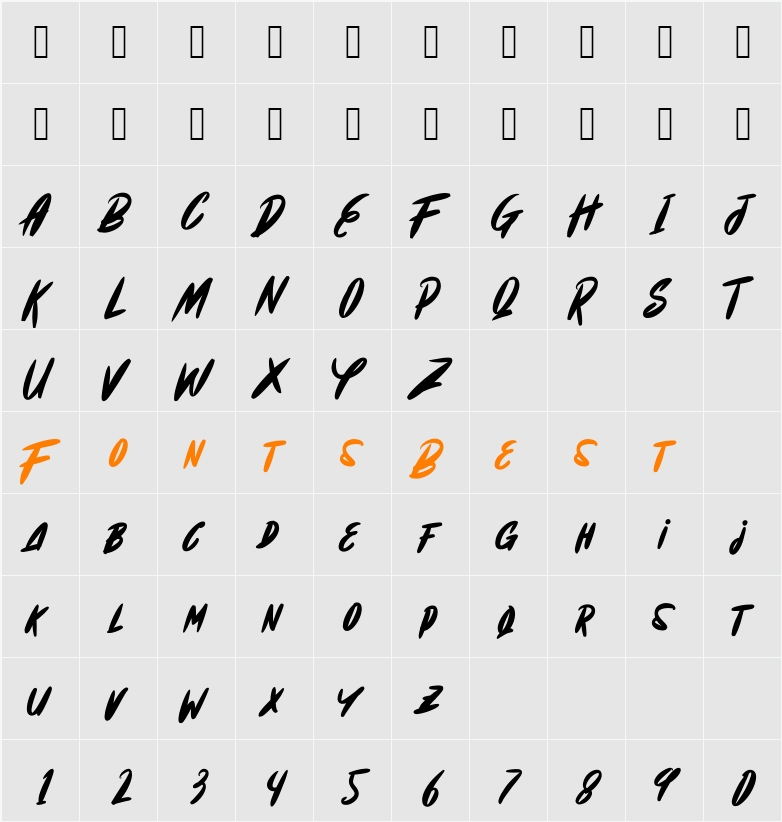 Champine Regular Character Map