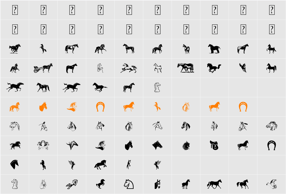 Horse Character Map