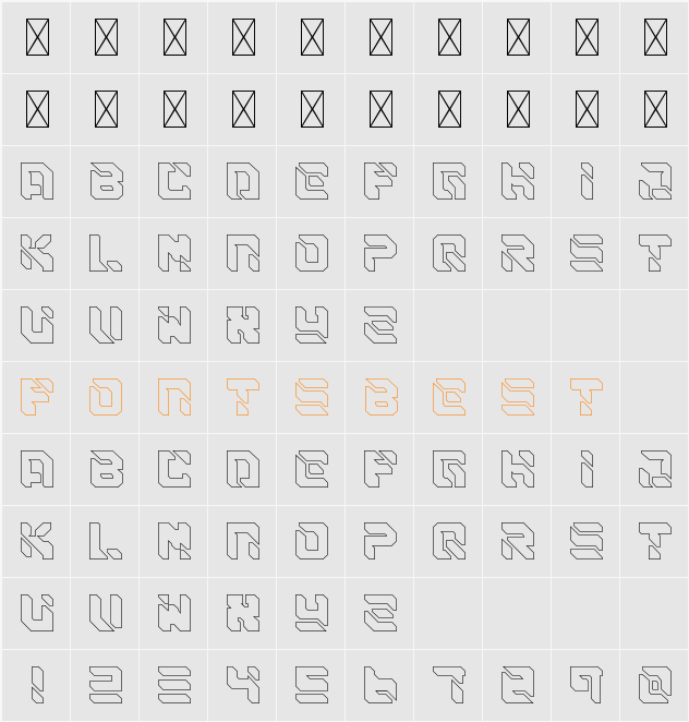 SAIBA-45 Outline Character Map