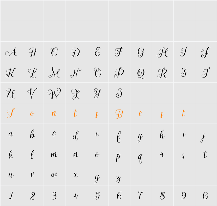 arabella Character Map