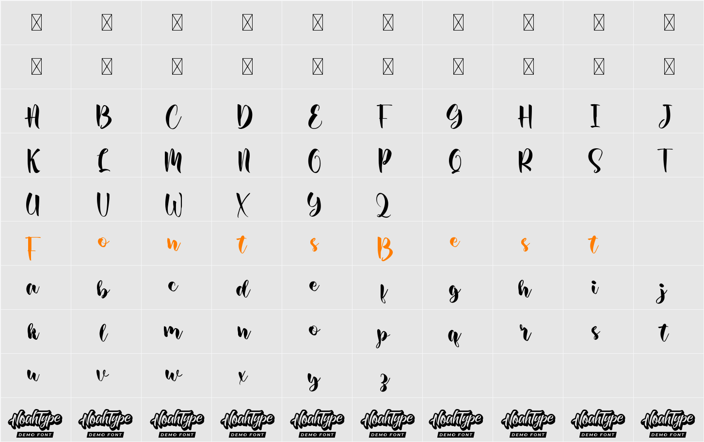 Baby Brushes Demo Character Map
