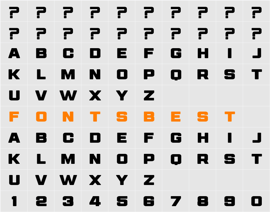 FULLDOZER Extra Character Map