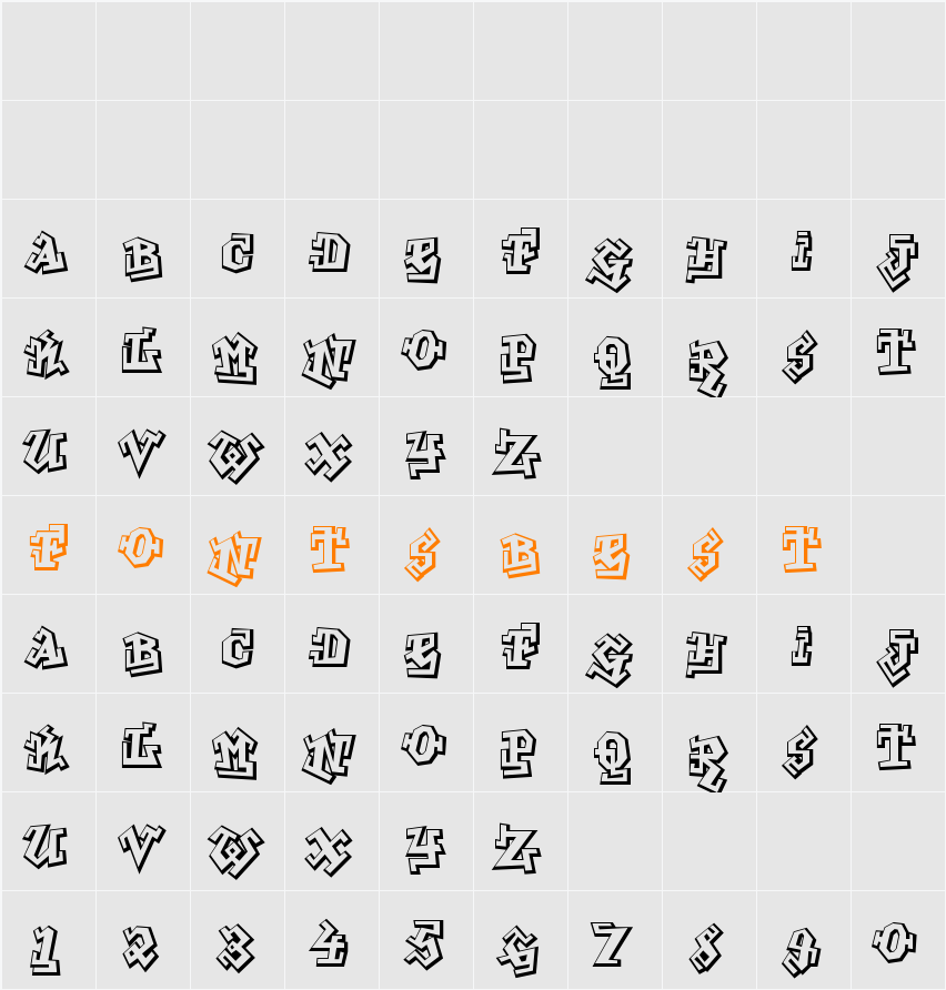 Graffiti Treat Character Map