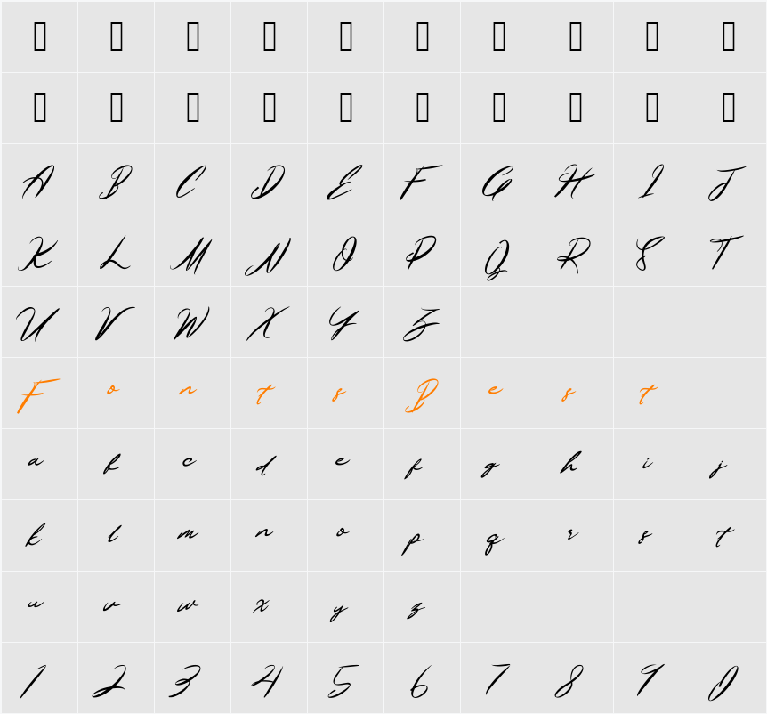Nusaline Character Map