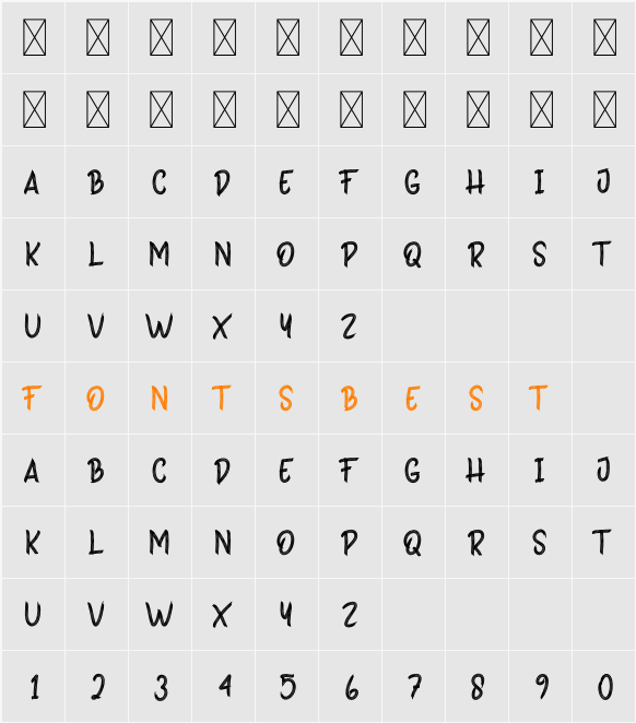 Holiday Holand Character Map