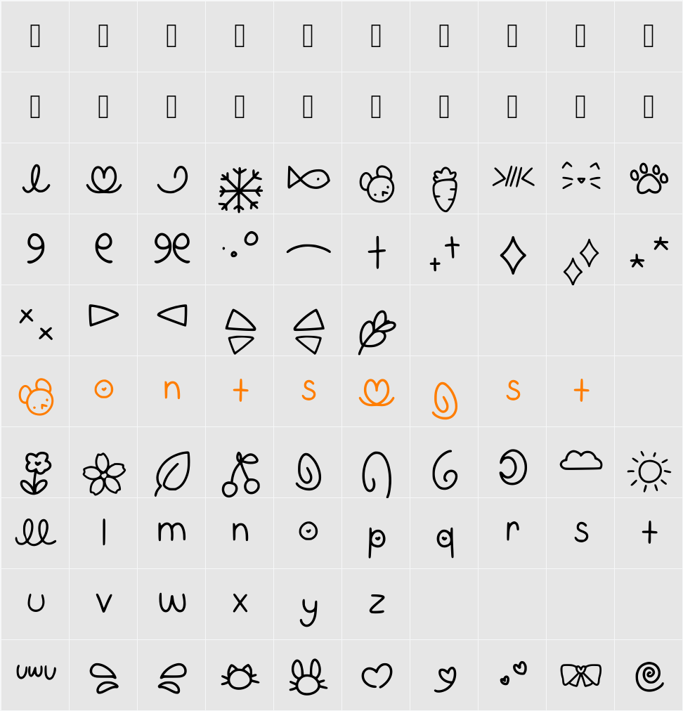 Gumi Font Symbols Character Map