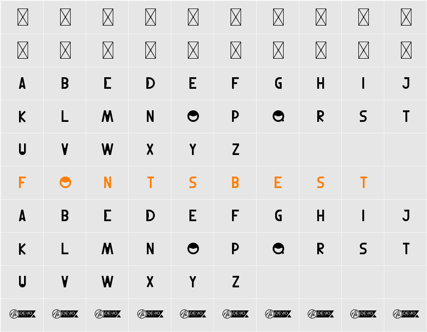 RobinJulioDisplayDem Character Map