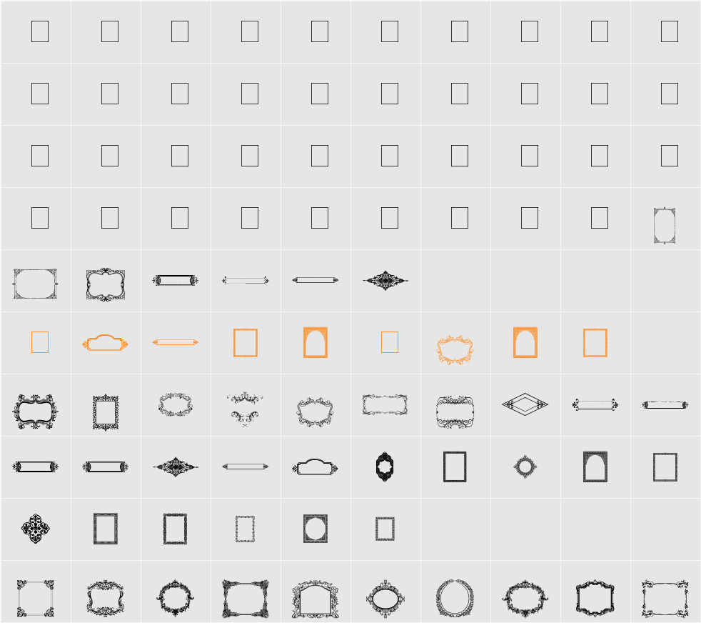 Vintage Frames Character Map