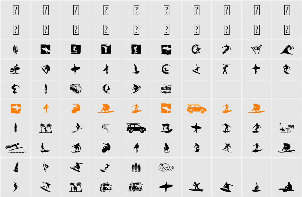 Surf Character Map