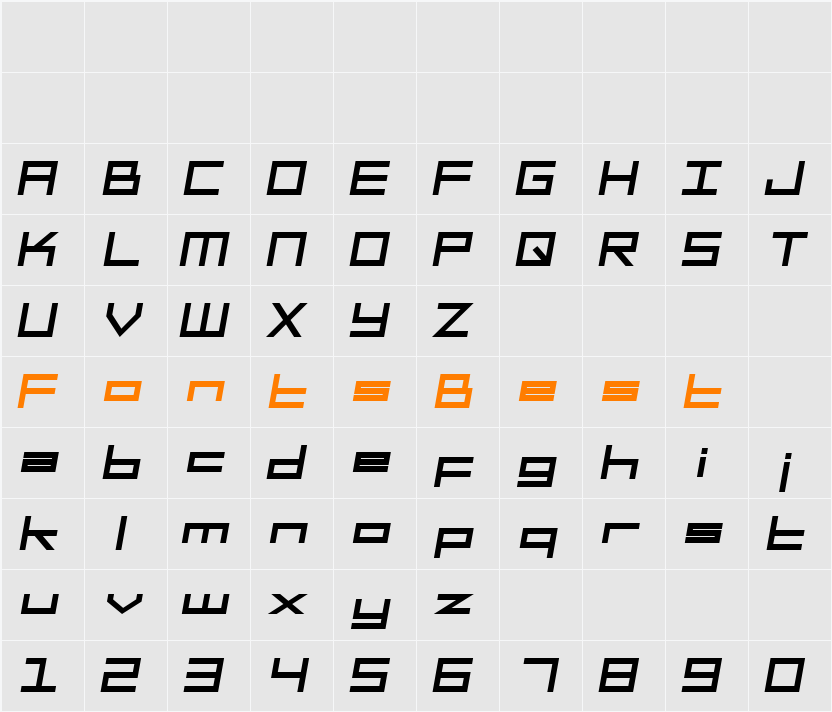 SF Square Head Character Map