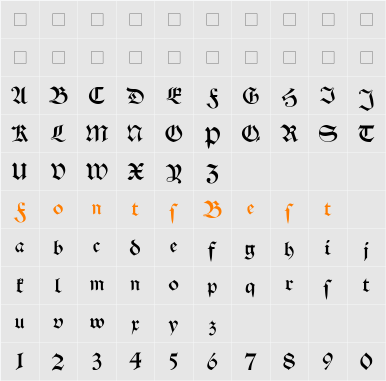 Schwaben Alt Character Map