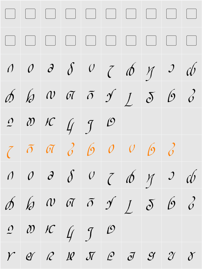 Rellanic Character Map