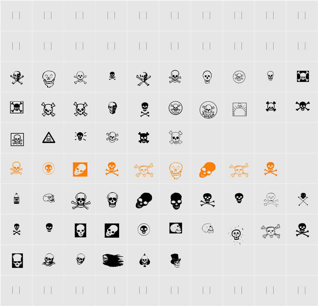 SkullZ Character Map