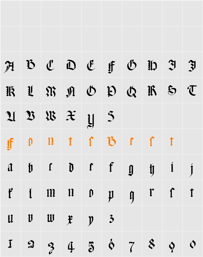 Meyne Textur Character Map
