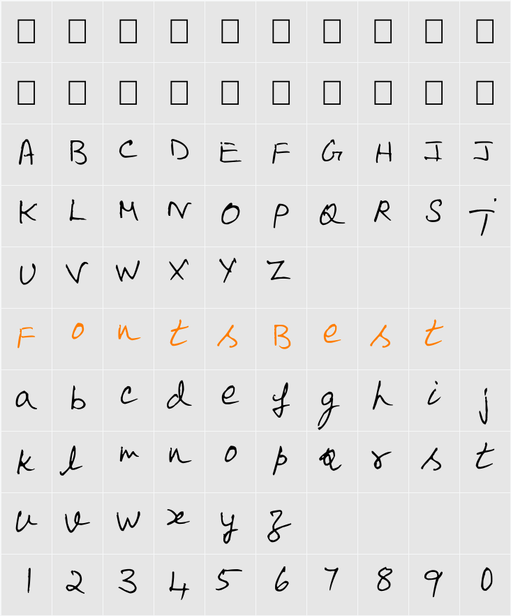 Scrawl Character Map