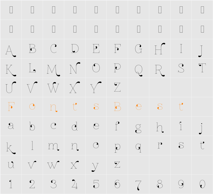 ZnikomitNo24 Character Map