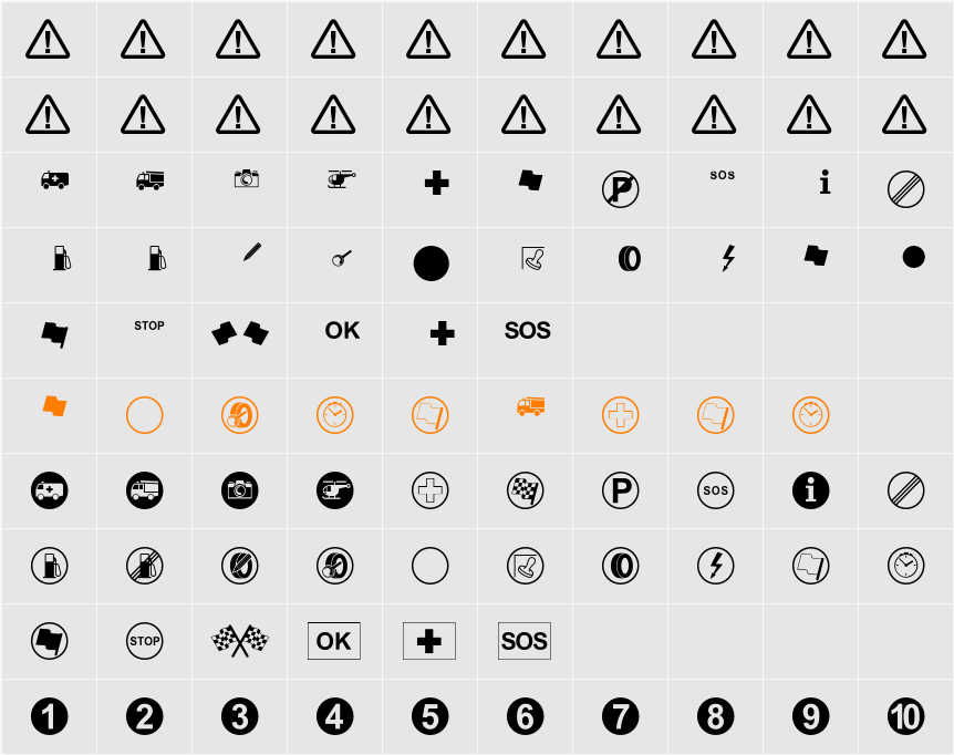 Rally Symbols Character Map