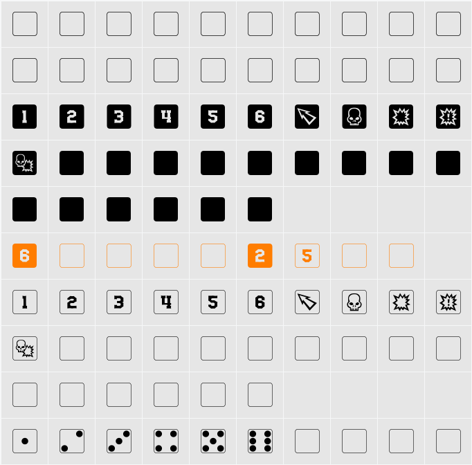 dPoly Block Dice Character Map