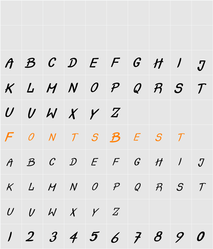 Crash  Test Italic Character Map
