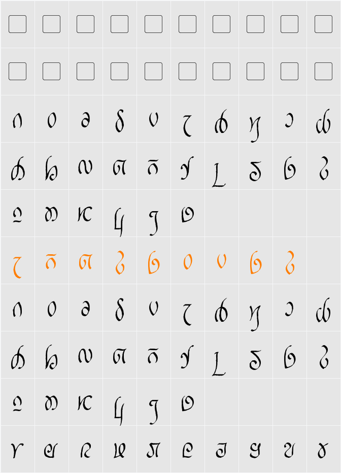 Rellanic Character Map