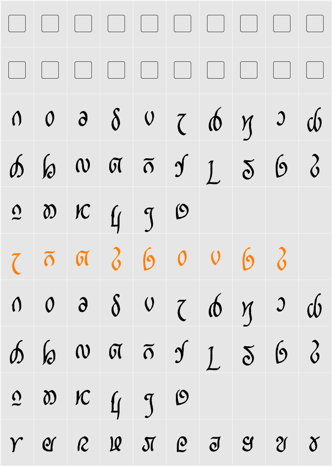 Rellanic Character Map