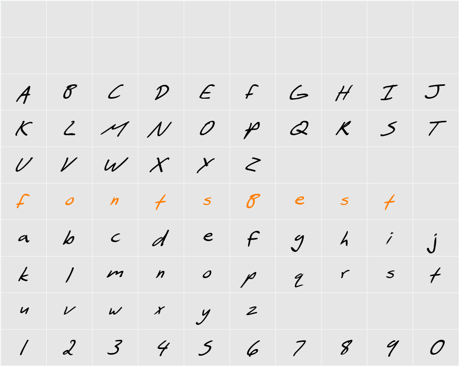 SF Scribbled Sans Character Map